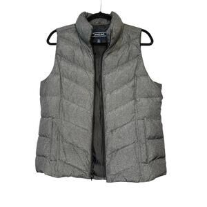 Lands' End Sleeveless Vest M Black Gray Down Puffer Insulated Outdoor Gorpcore